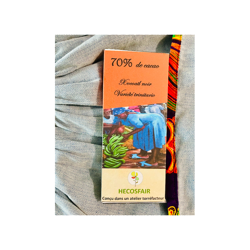 Vegan & fairtrade dark chocolate bar - 70% Trinitario cocoa from Haiti