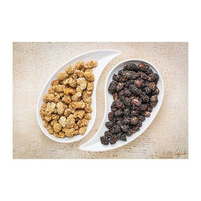 Organic & fair trade dried black & white mulberries from Uzbekistan
