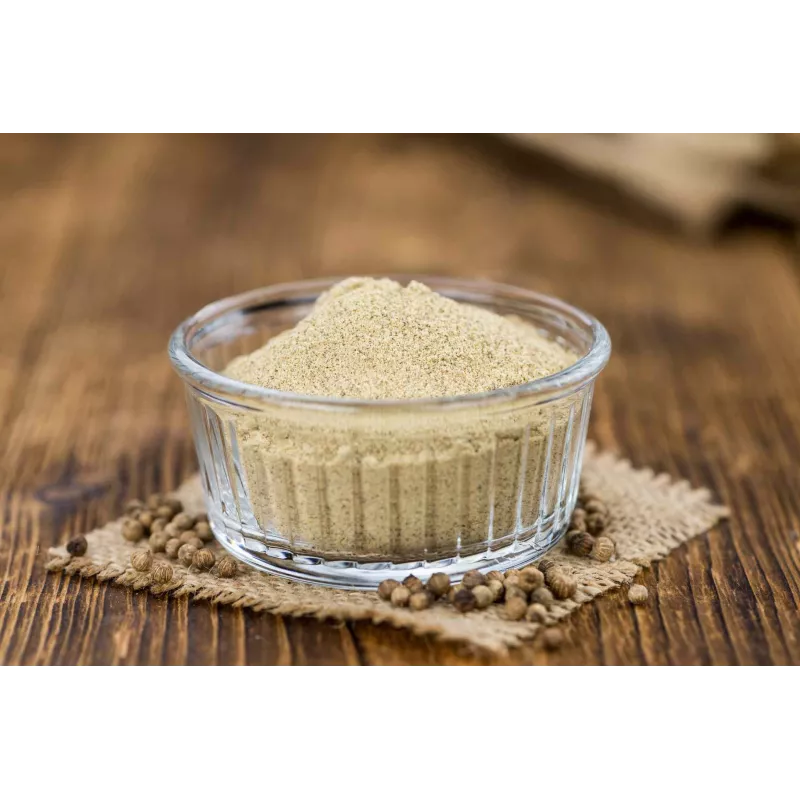Organic fairtrade ground white pepper PGI from Kampot - Direct prod...