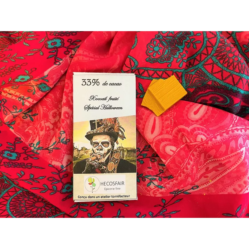 Tablette de chocolat blanc fruité vegan & fairtrade spécial Hallowe...