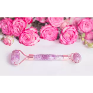 Rouleau de beauté en améthyste pur pour le visage - Fait main