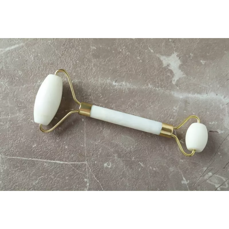 Pure white quartz beauty roller for face - Handmade
