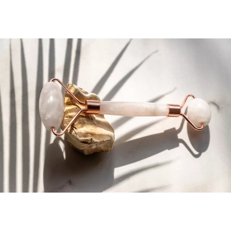 Rouleau de beauté de quartz blanc pur pour le visage - Fait main