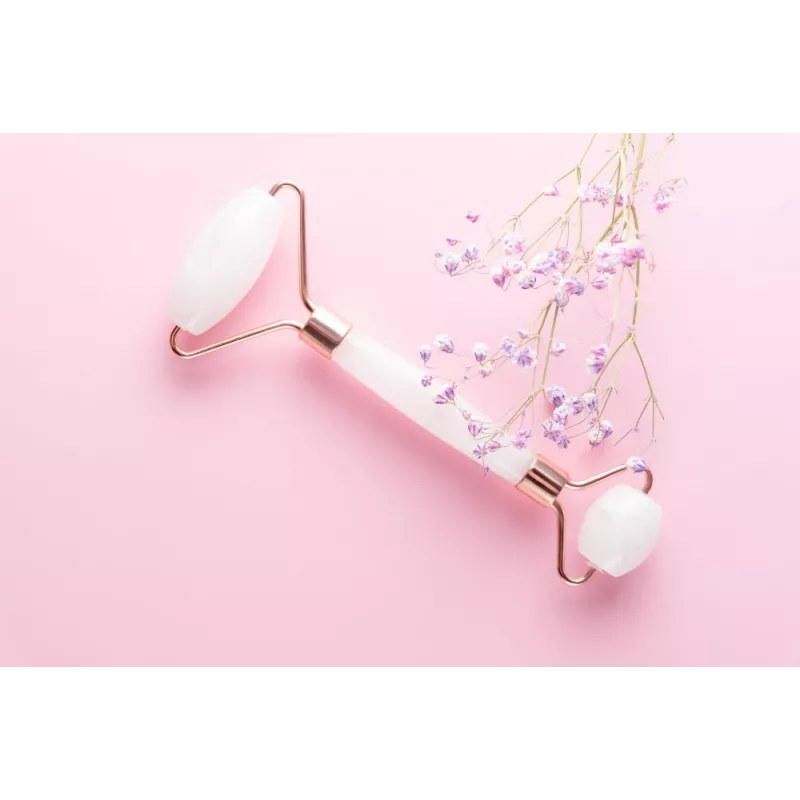 Rouleau de beauté de quartz blanc pur pour le visage - Fait main
