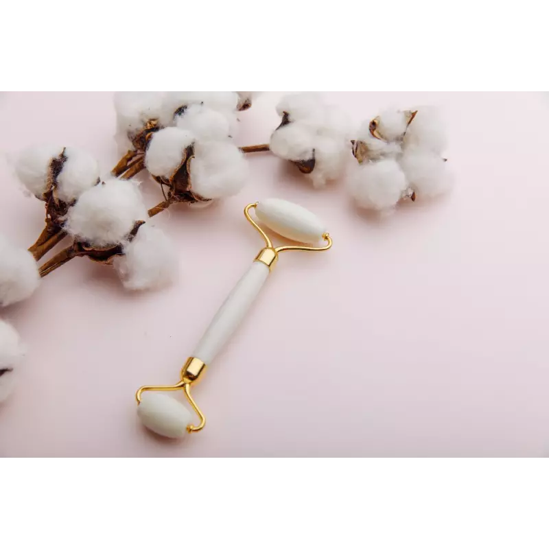 Pure white quartz beauty roller for face - Handmade