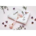 Pure pink quartz beauty roller for the face - Handmade