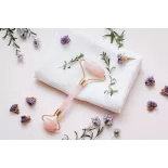Rouleau de beauté de quartz rose pur pour le visage - Fait main