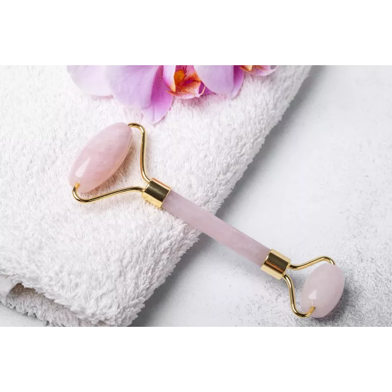 Rouleau de beauté de quartz rose pur pour le visage - Fait main