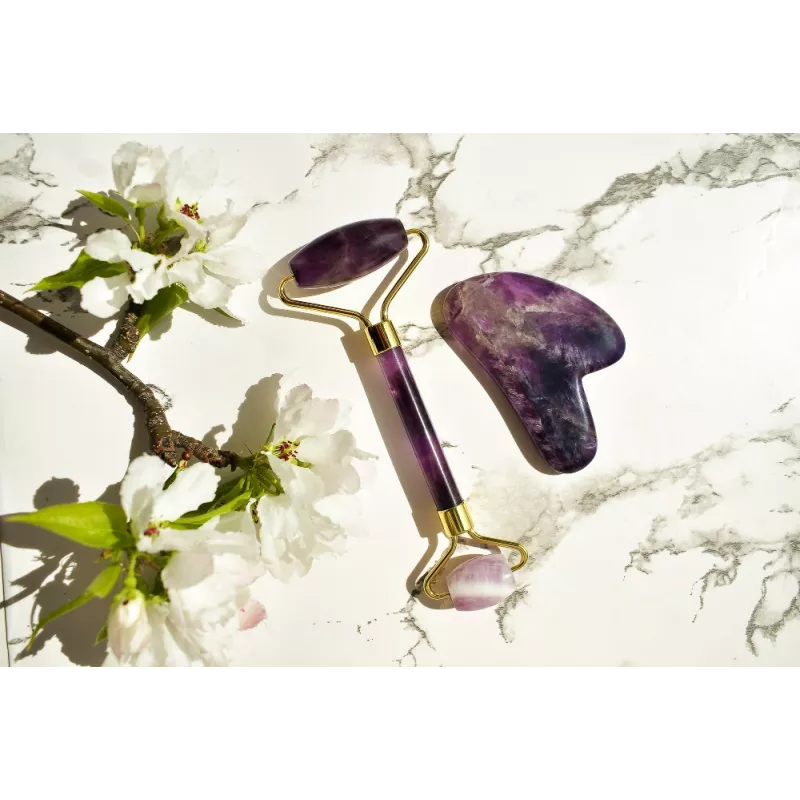 Gua Sha en améthyste pur pour le visage - Fait main