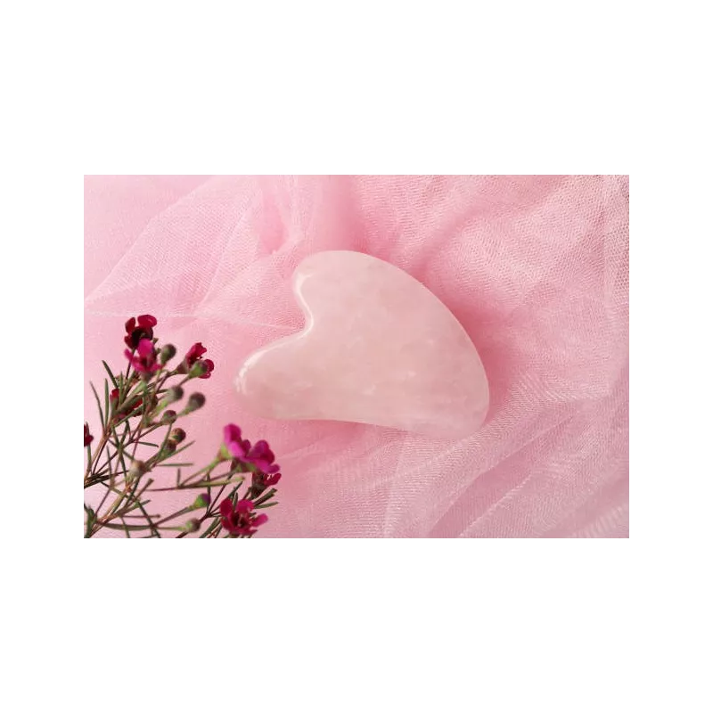 Gua sha de quartz rose pur pour le visage - Fait main
