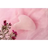 Gua sha de quartz rose pur pour le visage - Fait main