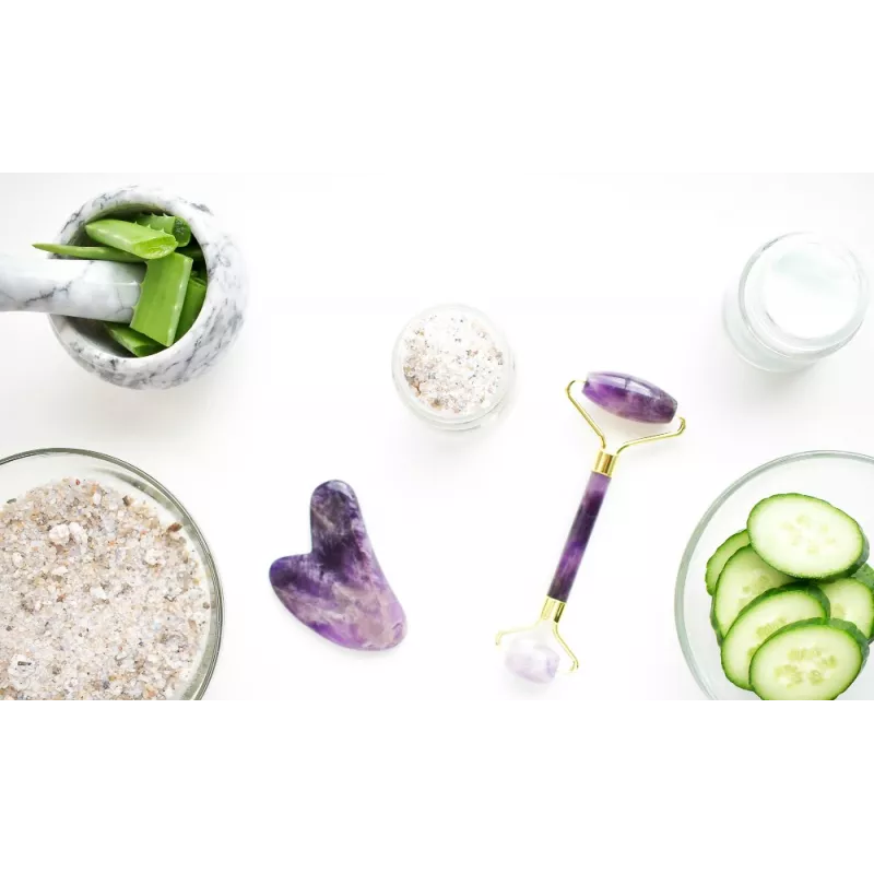 Pure Amethyst Gua Sha & Roller beauty for face - Handmade