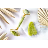 Rouleau de beauté & Gua sha en jade pur pour le visage - Fait main