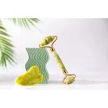 Rouleau de beauté & Gua sha en jade pur pour le visage - Fait main