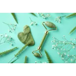 Rouleau de beauté & Gua sha en jade pur pour le visage - Fait main
