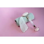 Gua sha & rouleau de beauté en quartz blanc pur pour le visage - Fa...