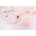 Pure pink quartz gua sha & beauty roller for face - Handmade Pure pink quartz gua sha & beauty roller for face - Handmade