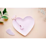 Gua sha & rouleau de beauté en quartz rose pur pour le visage - Fai...