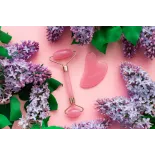 Gua sha & rouleau de beauté en quartz rose pur pour le visage - Fai...