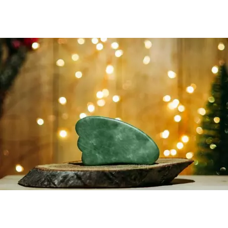Gua sha en jade pur pour le visage - Fait main