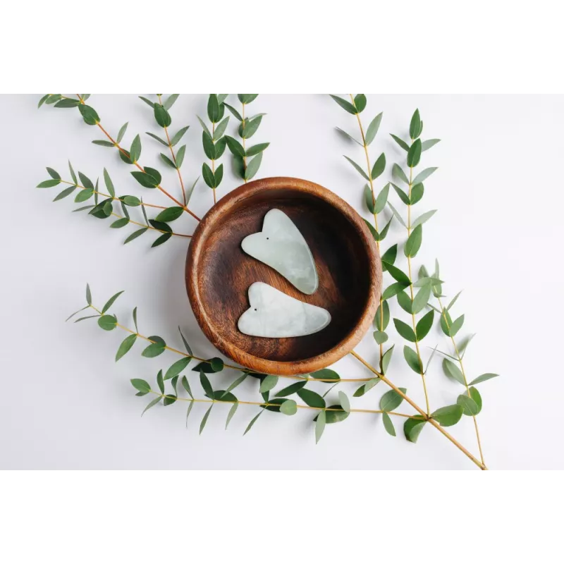 Gua sha en jade pur pour le visage - Fait main