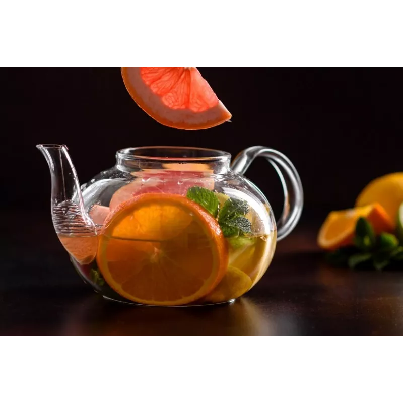 Théière en verre borosilicate avec infuseur en verre et filtre