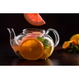 Théière en verre borosilicate avec infuseur en verre et filtre