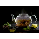 Théière en verre borosilicate avec infuseur en verre et filtre