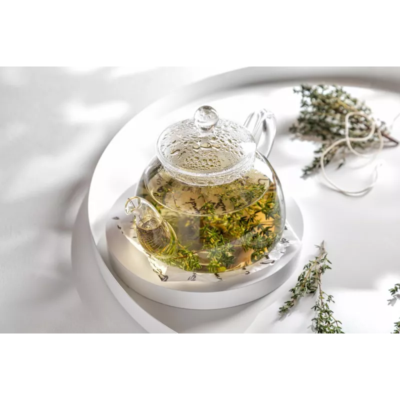 Théière en verre borosilicate avec infuseur en verre et filtre