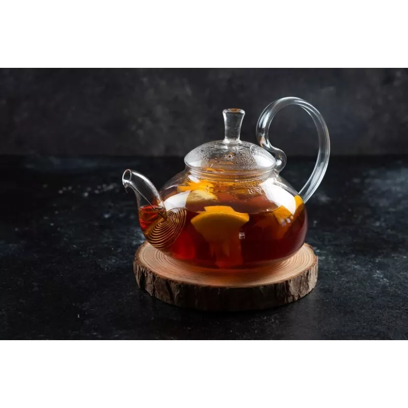 Elégante Théière en verre borosilicate avec infuseur en verre et fi...