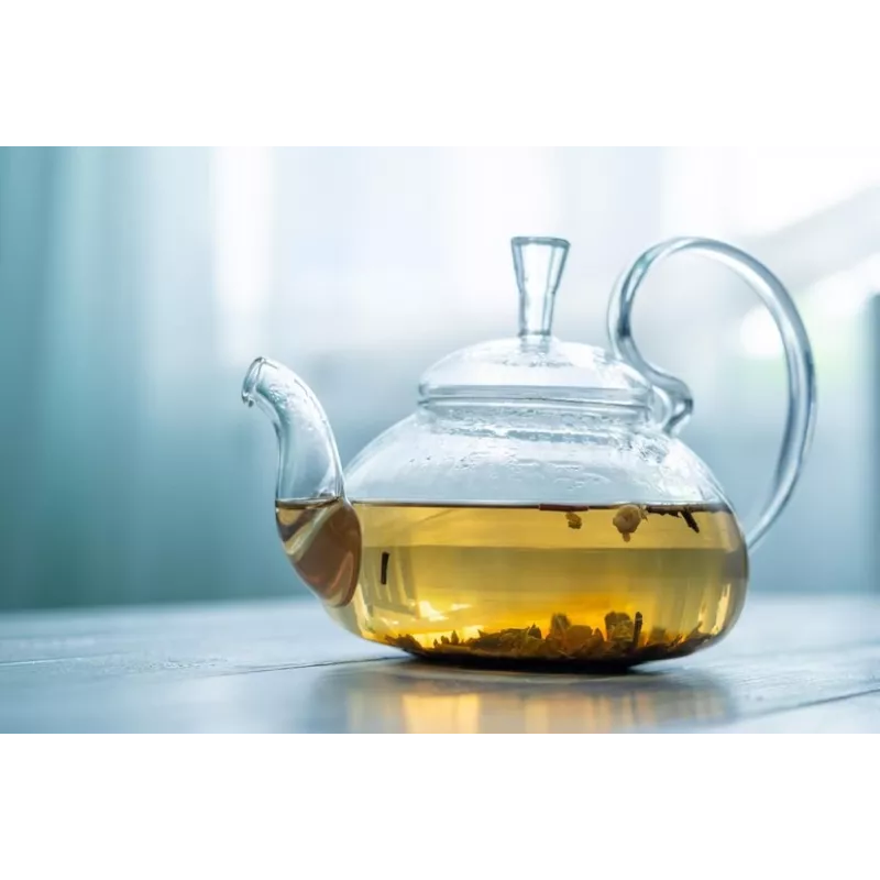 Elégante Théière en verre borosilicate avec infuseur en verre et fi...