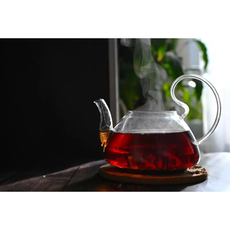 Elégante Théière en verre borosilicate avec infuseur en verre et fi...