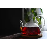 Elégante Théière en verre borosilicate avec infuseur en verre et fi...