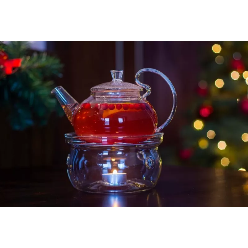 Elégante Théière en verre borosilicate avec infuseur en verre et fi...