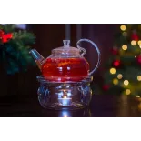 Elégante Théière en verre borosilicate avec infuseur en verre et fi...