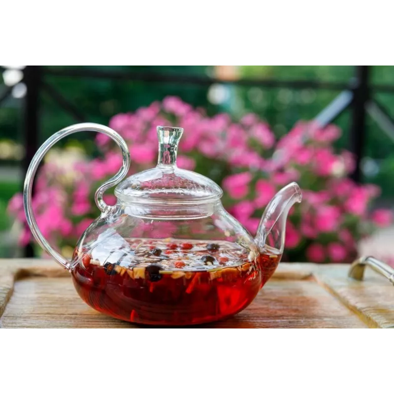 Elégante Théière en verre borosilicate avec infuseur en verre et fi...