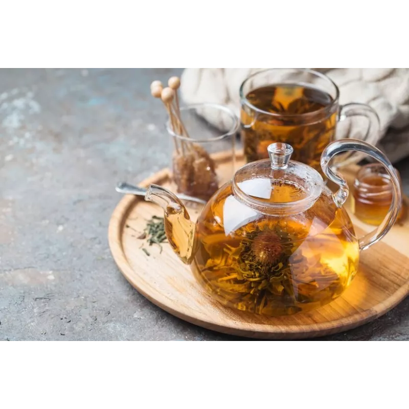 Elégante Théière en verre borosilicate avec infuseur en verre et fi...