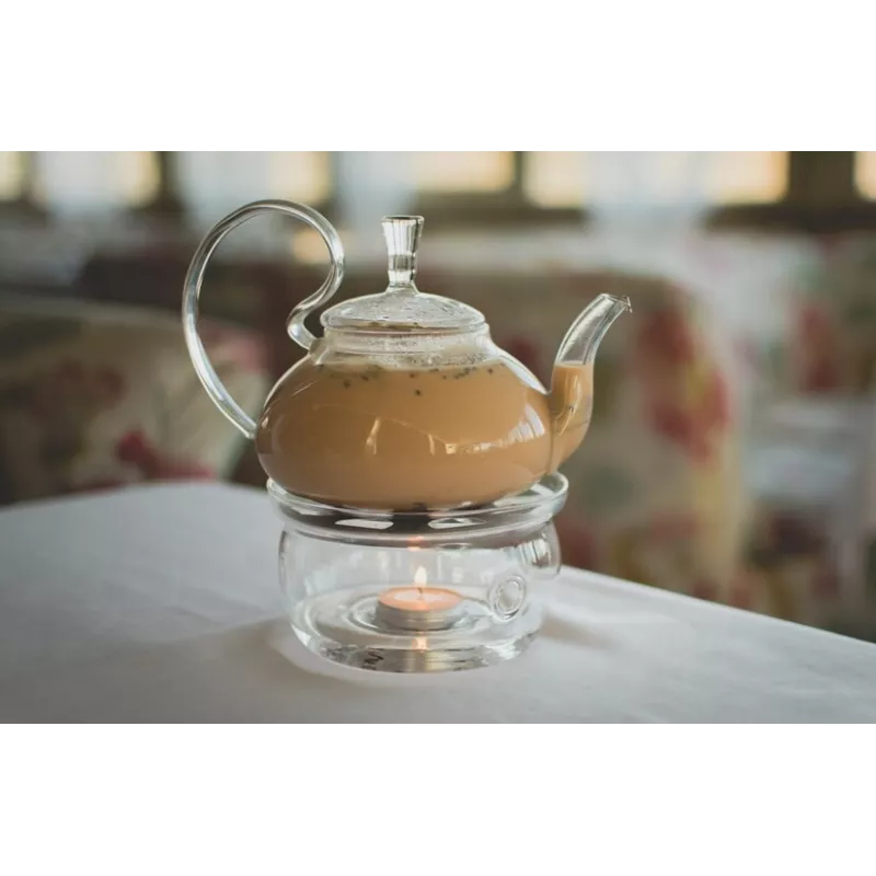 Elégante Théière en verre borosilicate avec infuseur en verre et fi...