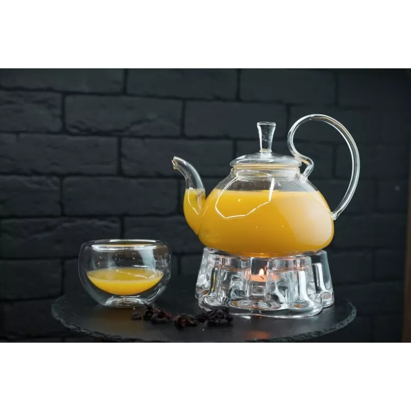 Elégante Théière en verre borosilicate avec infuseur en verre et fi...