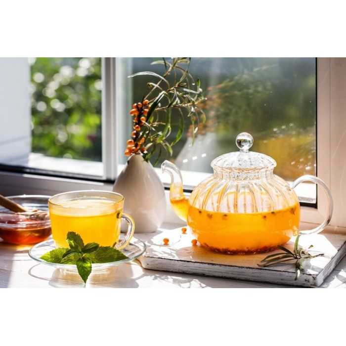 Chiseled borosilicate glass teapot with glass infuser