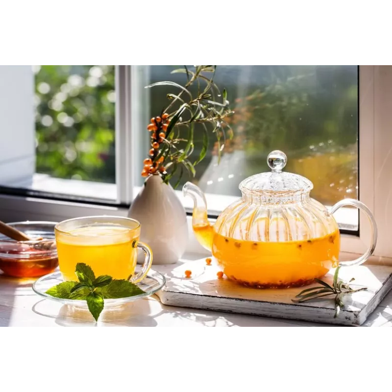 Chiseled borosilicate glass teapot with glass infuser