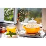 Chiseled borosilicate glass teapot with glass infuser