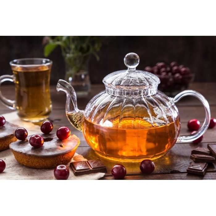 Chiseled borosilicate glass teapot with glass infuser