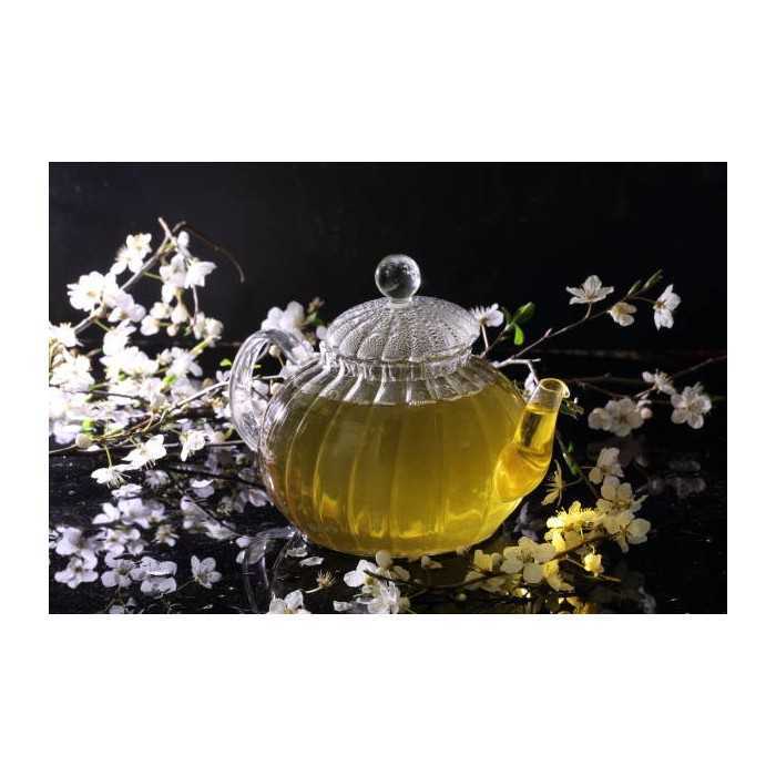 Chiseled borosilicate glass teapot with glass infuser