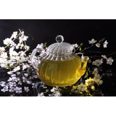 Théière en verre borosilicate ciselé avec infuseur en verre