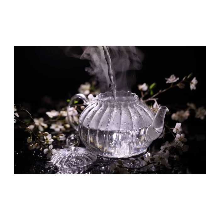 Chiseled borosilicate glass teapot with glass infuser