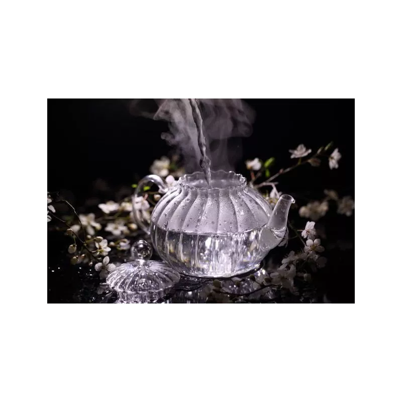 Chiseled borosilicate glass teapot with glass infuser