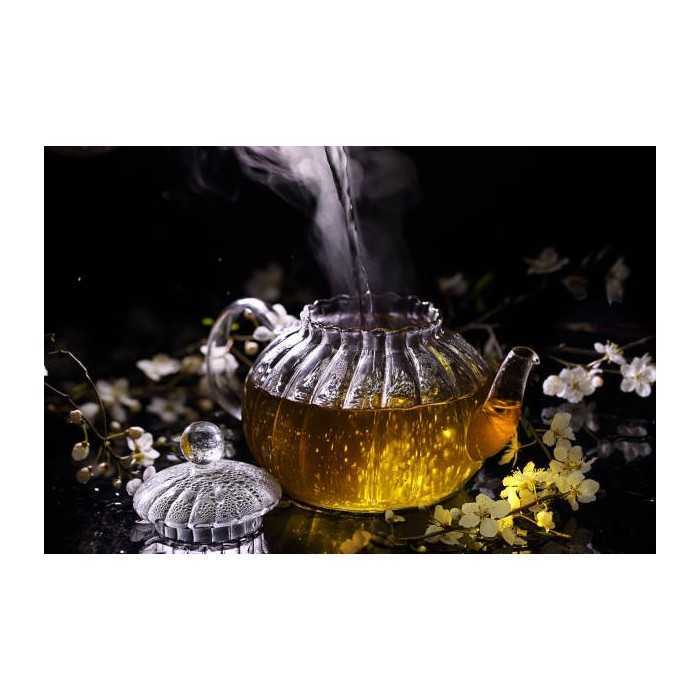 Chiseled borosilicate glass teapot with glass infuser