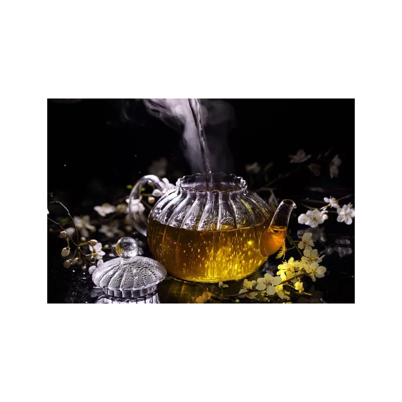 Chiseled borosilicate glass teapot with glass infuser