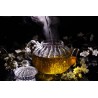 Chiseled borosilicate glass teapot with glass infuser